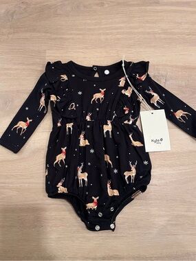 Kyte Baby Black Reindeer Romper NWT - 3-6M